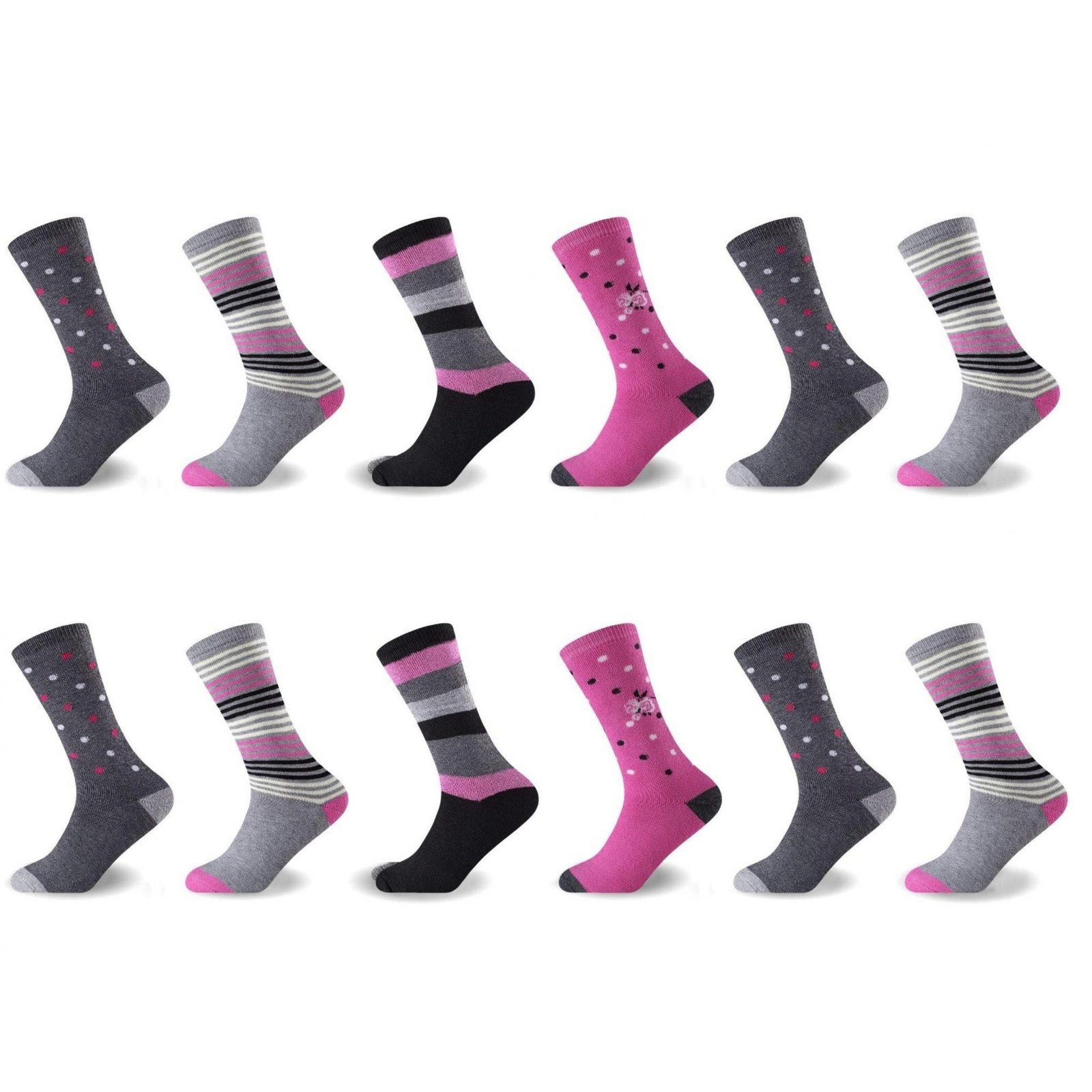 stp_amp_dot_696a2f43a6621 12 Pack Ladies Floral Brushed Socks - Multi