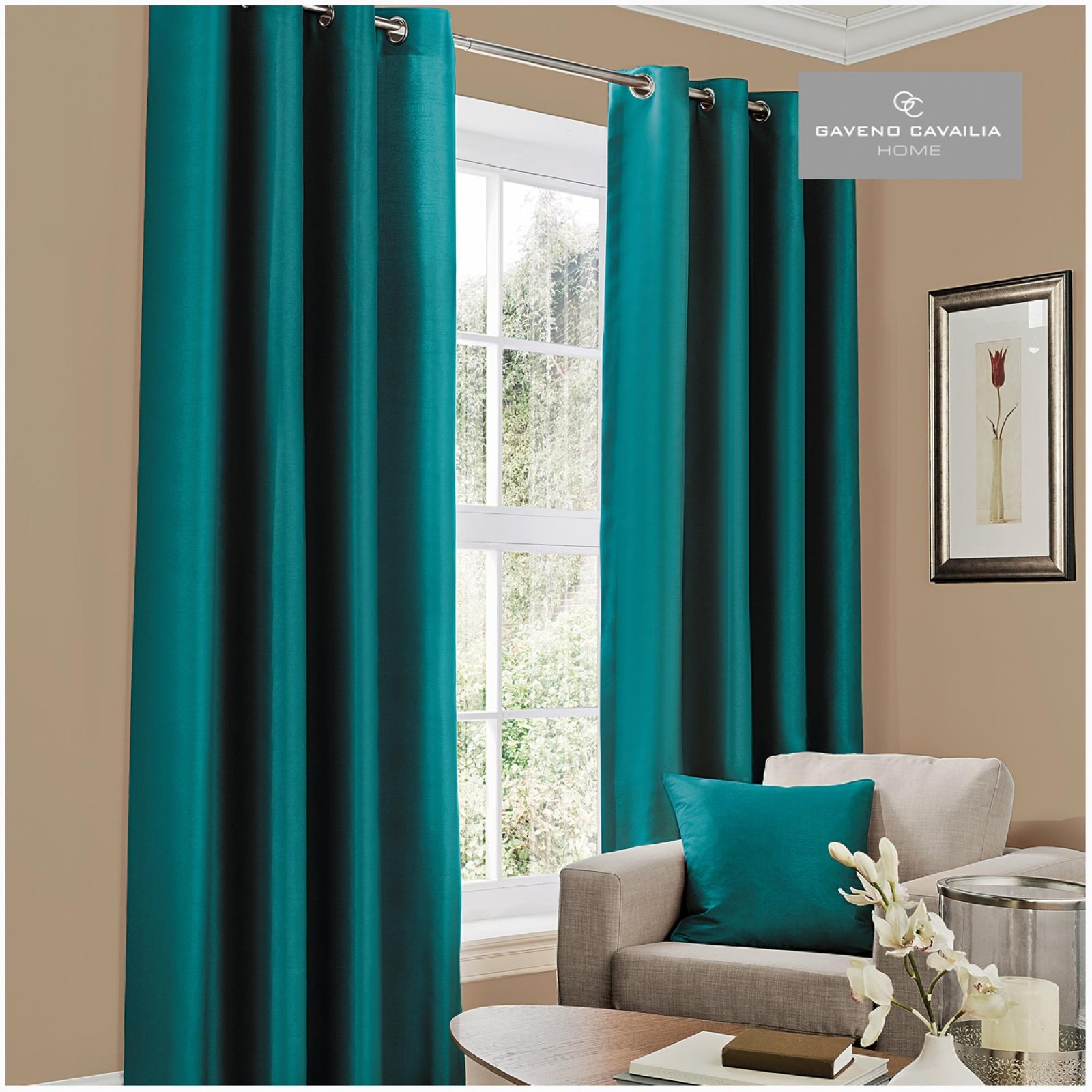 teal_696a1c5c8aca1 Luxury Smooth Finish Eyelet Curtains - Teal - Image 1