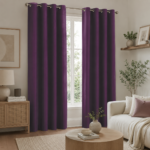 Luxury Smooth Finish Eyelet Curtains - Aubergine