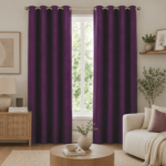 Luxury Smooth Finish Eyelet Curtains - Aubergine