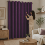 Luxury Smooth Finish Eyelet Curtains - Aubergine
