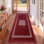 Luxury Greek Pattern Faux Fur Rug – Burgundy