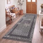 Luxury Greek Pattern Faux Fur Rug – Charcoal