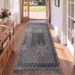Luxury Greek Pattern Faux Fur Rug – Charcoal
