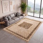 Luxury Greek Pattern Faux Fur Rug – Natural