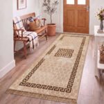 Luxury Greek Pattern Faux Fur Rug – Natural