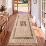 Luxury Greek Pattern Faux Fur Rug – Natural