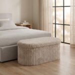 Luxury Ribbed Oval Storage Box - Mink