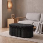 Luxury Ribbed Oval Storage Box - Black