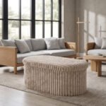 Luxury Ribbed Oval Storage Box - Mink