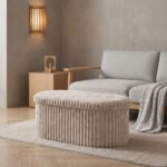 Luxury Ribbed Oval Storage Box - Mink