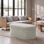 Luxury Ribbed Oval Storage Box - Grey