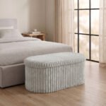 Luxury Ribbed Oval Storage Box - Grey