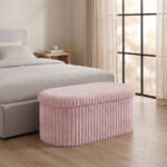 Luxury Ribbed Oval Storage Box - Pink