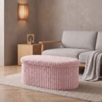 Luxury Ribbed Oval Storage Box - Pink