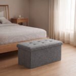 Premium Boucle Fabric Storage Box - Charcoal