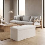 Premium Boucle Fabric Storage Box - Off White