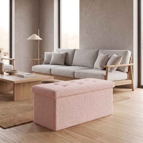 Premium Boucle Fabric Storage Box - Pink