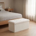Premium Boucle Fabric Storage Box - Off White
