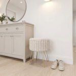 Elegant Ribbed Storage Stool With Hairpin Legs - Mink