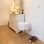Elegant Ribbed Storage Stool With Hairpin Legs - Cream