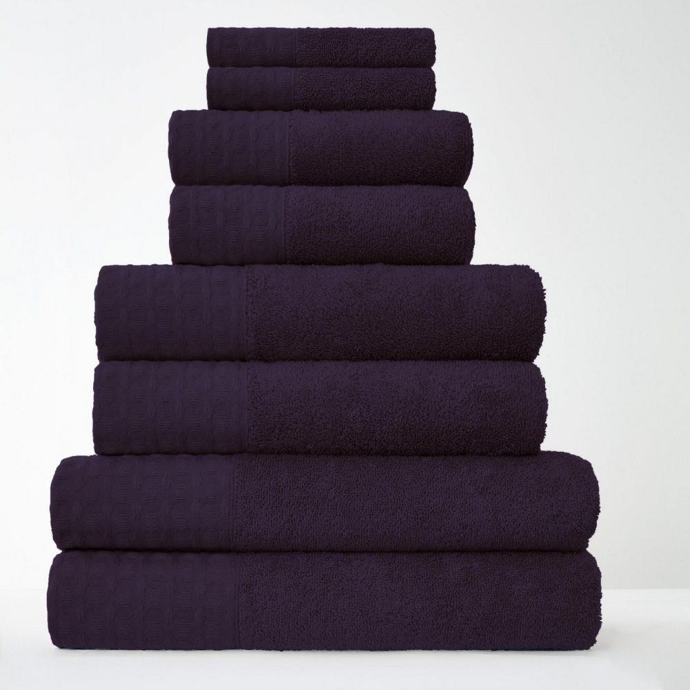 41374190 8pk waffle towel bale purple 1