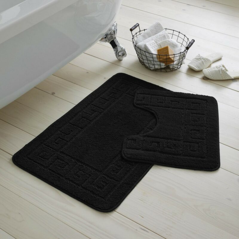 42070177 2pc hanger pack greek bath mat black 1 2