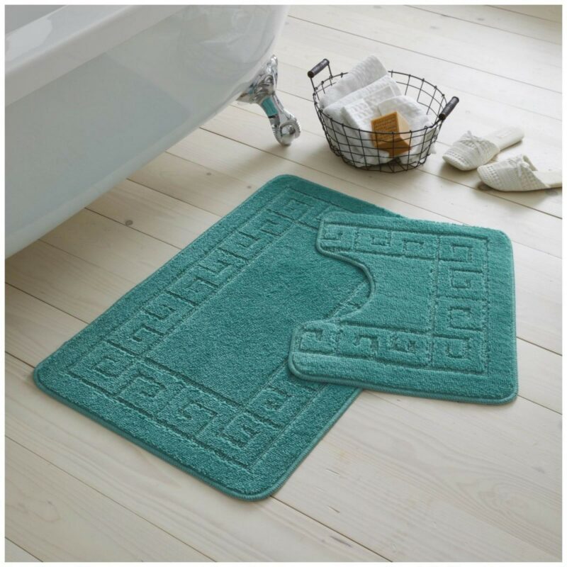 42095415 2pc hanger pack greek bath mat teal 1 2