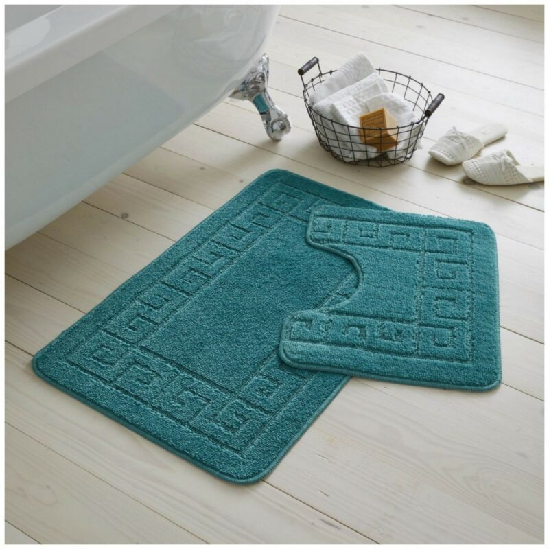 42095422 2pc hanger pack greek bath mat dark teal 1 2