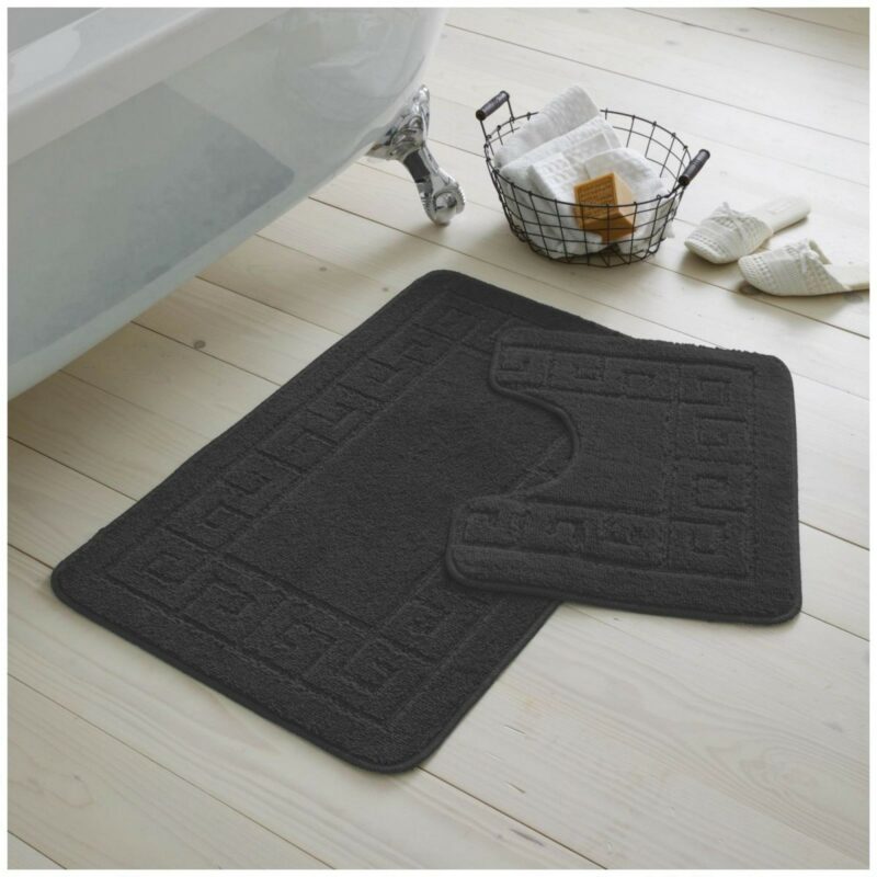 42163923 2pc hanger pack greek bath mat charcoal 1 2