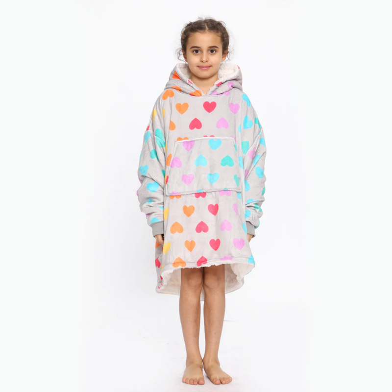 Kids Rainbow Ombre Hearts Hoodie