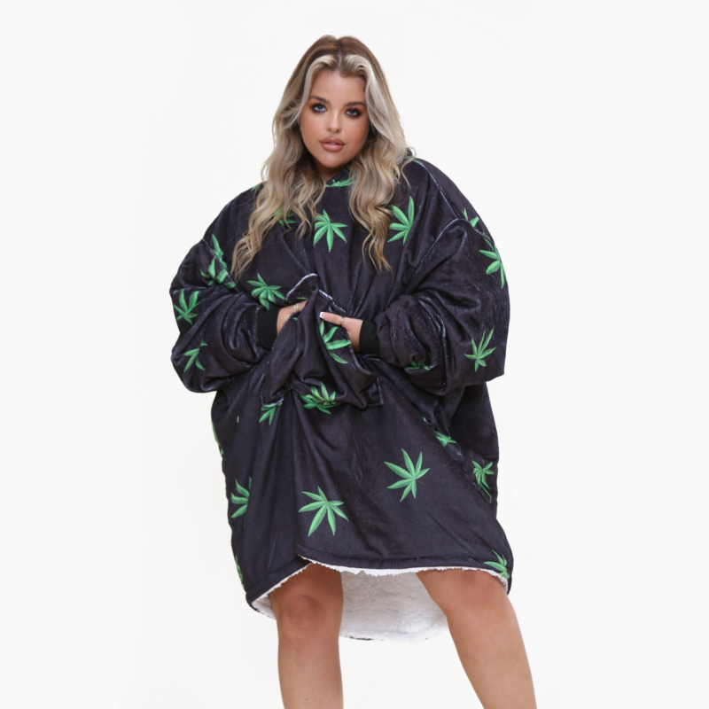 Weed Leaf Adult Black Hoodie